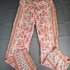Hester Orchard Floral Print Wide Leg Lounge Pants Women's MED Drawstring Waist